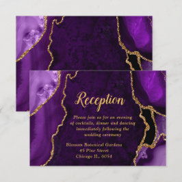 Purple and Gold Agate Wedding Reception Begleitkarte
