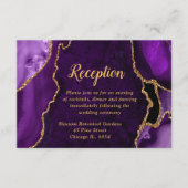 Purple and Gold Agate Wedding Reception Begleitkarte (Vorderseite)