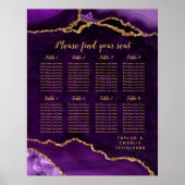 Purple and Gold Agate Wedding Seating Chart Poster (Vorne)