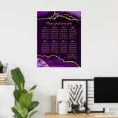 Purple and Gold Agate Wedding Seating Chart Poster (Heimbüro)