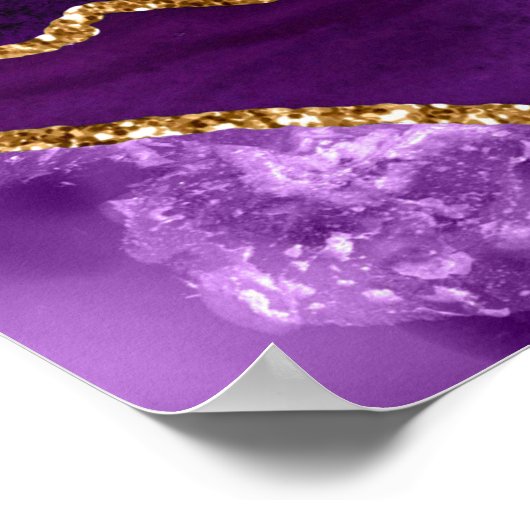 Purple and Gold Agate Wedding Seating Chart Poster (Ecke)