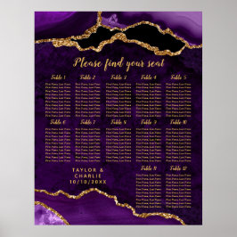 Purple and Gold Agate Wedding Seating Chart Poster