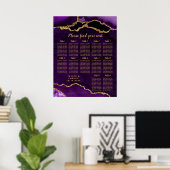 Purple and Gold Agate Wedding Seating Chart Poster (Heimbüro)