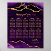 Purple and Gold Agate Wedding Seating Chart Poster (Vorne)