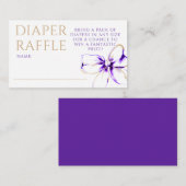 Purple and Gold Bow Diaper Raffle Ticket Begleitkarte (Vorne/Hinten)