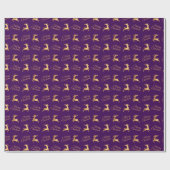 Purple and Gold Christmas Reindeers Geschenkpapier (Flach)