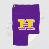 Purple and Gold College Colors Golf Towel Golfhandtuch (Insitu)