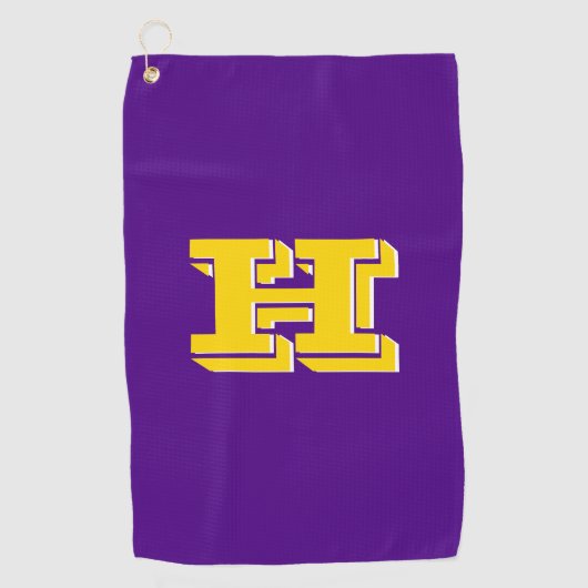 Purple and Gold College Colors Golf Towel Golfhandtuch (Vorderseite)