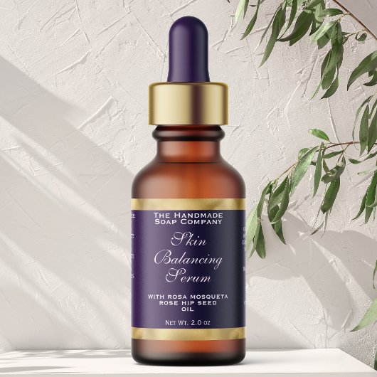 Purple and Gold Cosmetics Dropper Bottle Label  Adressaufkleber