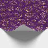 Purple and Gold Elegant Christmas Trees Geschenkpapier (Ecke)
