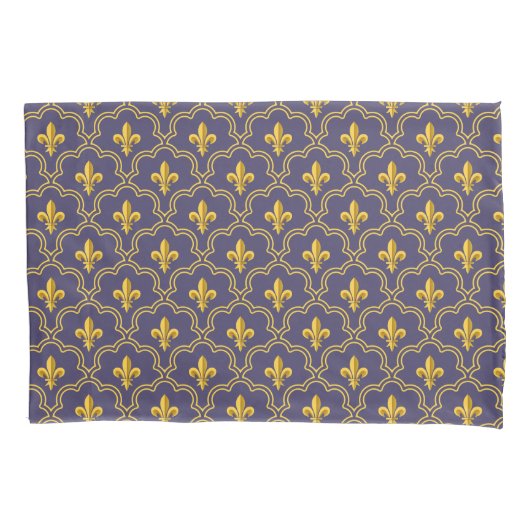 Purple and gold fleur-de-lys quatrefoil pattern kissenbezug (Vorderseite)