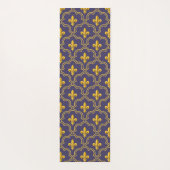 Purple and gold fleur-de-lys quatrefoil pattern yogamatte (Rückseite)