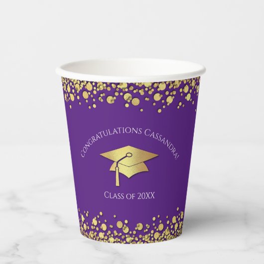 Purple and Gold Graduation Pappbecher (Vorderseite)