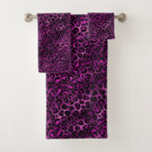 Purple and Gold Leopard Series Design 3 Badhandtuch Set (Insitu)