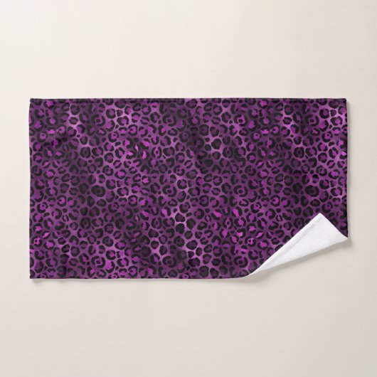 Purple and Gold Leopard Series Design 3 Badhandtuch Set (Handtuch)