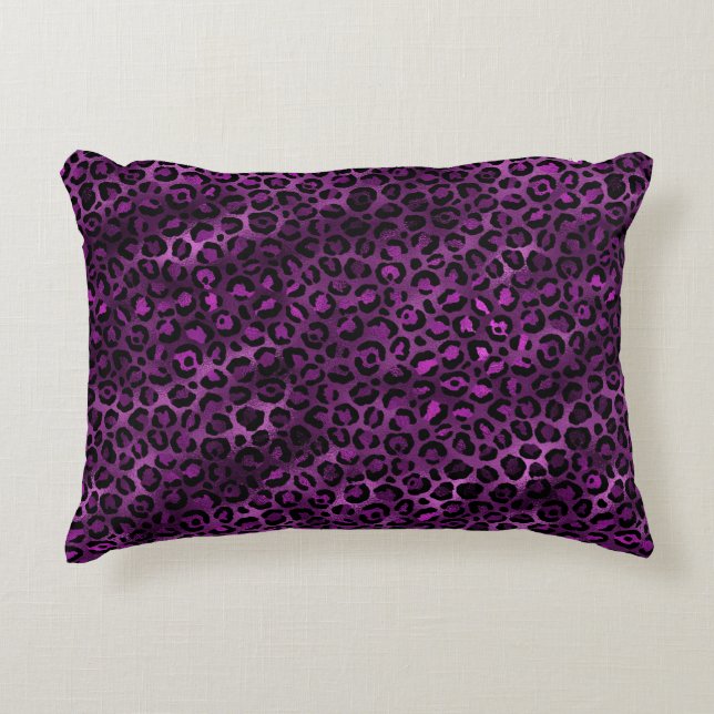 Purple and Gold Leopard Series Design 3 Dekokissen (Vorderseite)