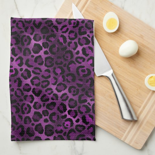 Purple and Gold Leopard Series Design 3 Geschirrtuch (Viertel Falte)