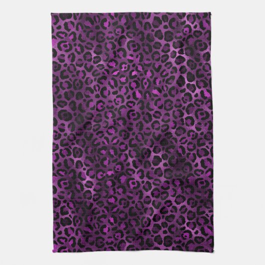 Purple and Gold Leopard Series Design 3 Geschirrtuch (Vertikal)