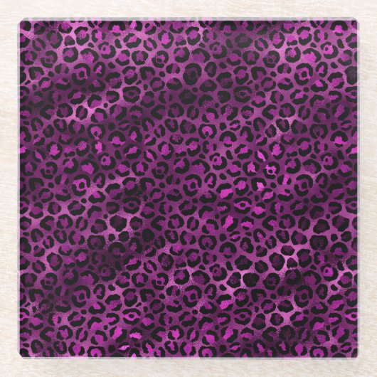 Purple and Gold Leopard Series Design 3 Glasuntersetzer (Vorderseite)