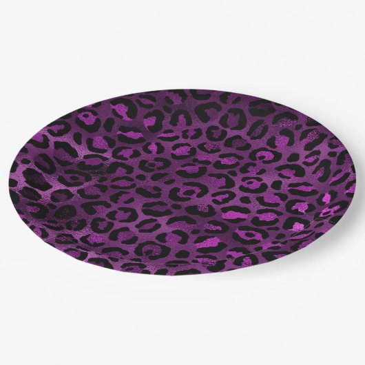Purple and Gold Leopard Series Design 3 Pappteller (Schrägansicht)