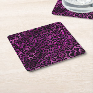 Purple and Gold Leopard Series Design 3 Rechteckiger Pappuntersetzer