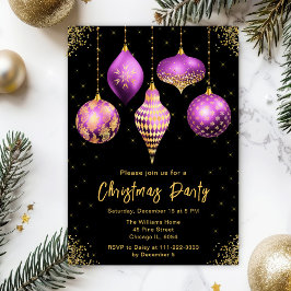 Purple and Gold Ornaments Christmas Party Einladung