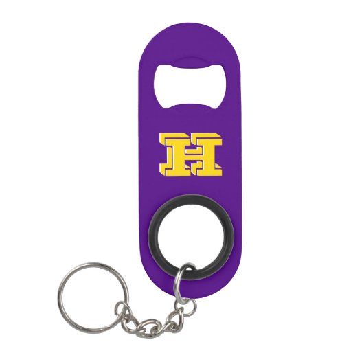 Purple and Gold Stainless Keychain Bottle Opener Mini Flaschenöffner (Vorderseite)