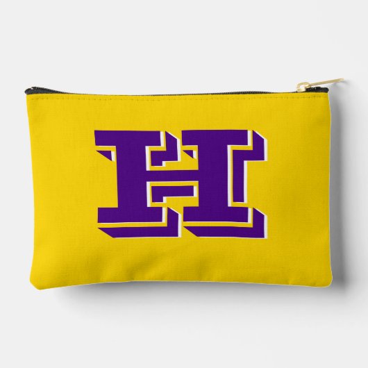 Purple and Gold Team Pride Monogram Zubehörtasche (Rückseite)