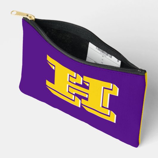 Purple and Gold Team Pride Monogram Zubehörtasche (Offen)