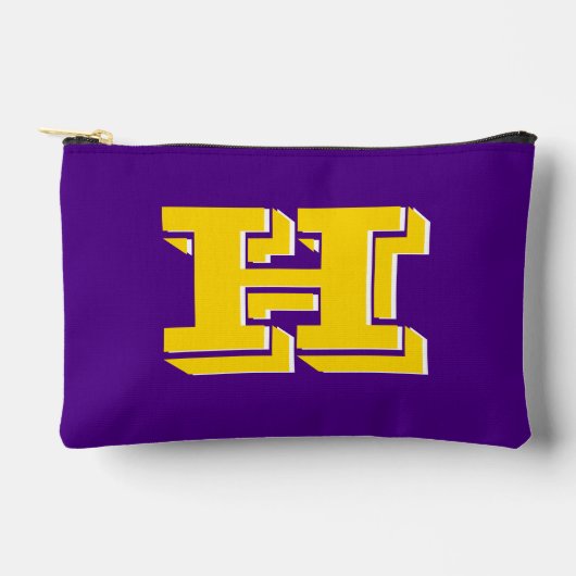 Purple and Gold Team Pride Monogram Zubehörtasche (Vorderseite)