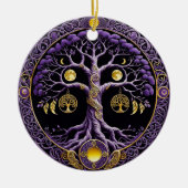 Purple and Gold Tree of Life Mandala Keramik Ornament (Vorne)