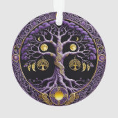 Purple and Gold Tree of Life Mandala Ornament (Rückseite)