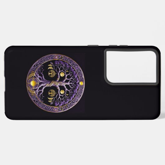 Purple and Gold Tree of Life Mandala Samsung Galaxy Hülle (Rückseite (Horizontal))
