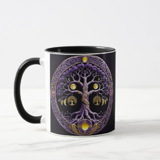 Purple and Gold Tree of Life Mandala Tasse