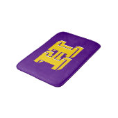 Purple and Gold Varsity Letter Style Monogram Badematte (Schrägansicht)
