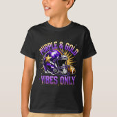 Purple And Gold Vibes Only Football Fan Gift  T-Shirt (Vorderseite)
