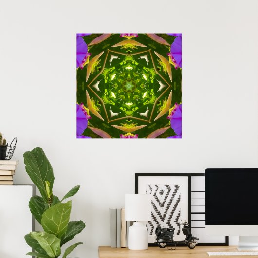 PURPLE AND GREEN ABSTRACT DRAWING. SAMER BRASIL. 4 POSTER (Heimbüro)