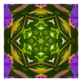 PURPLE AND GREEN ABSTRACT DRAWING. SAMER BRASIL. 4 POSTER