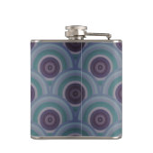 Purple and Green Retro Circles Pattern Monogram Flachmann (Rückseite)