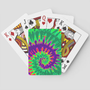 Purple and Green Spiral Tie Dye Playing Cards Spielkarten