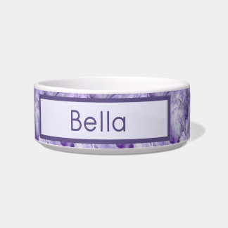 Purple and Lavender Alcohol Ink Marble Swirls Dog Napf