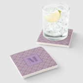 Purple and Lavender Initial Stone Coaster Steinuntersetzer (Seitenansicht)