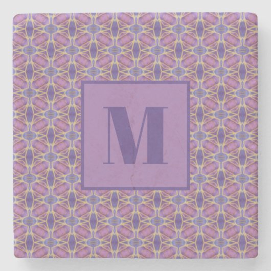 Purple and Lavender Initial Stone Coaster Steinuntersetzer (Vorderseite)