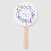 Purple and Light Blue Rose Wreath Wedding Fächer (Vorderseite)