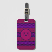 Purple and Magenta Pattern Striped Monogram Gepäckanhänger (Vorderseite Vertikal)