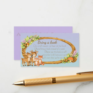 Purple and Mint Woodland Animals Book Request Begleitkarte