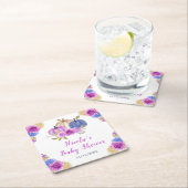 Purple and Navy Blue Floral Pumpkins Baby Shower Rechteckiger Pappuntersetzer (Vor Ort)