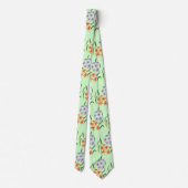 Purple and Orange Flowers on Light Green Ties Krawatte (Rückseite)