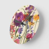 Purple and Orange Poppy Melody Runde Wanduhr (Winkel)
