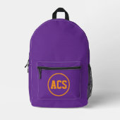 Purple and Orange School Colors and Letters Bedruckter Rucksack (Vorderseite)